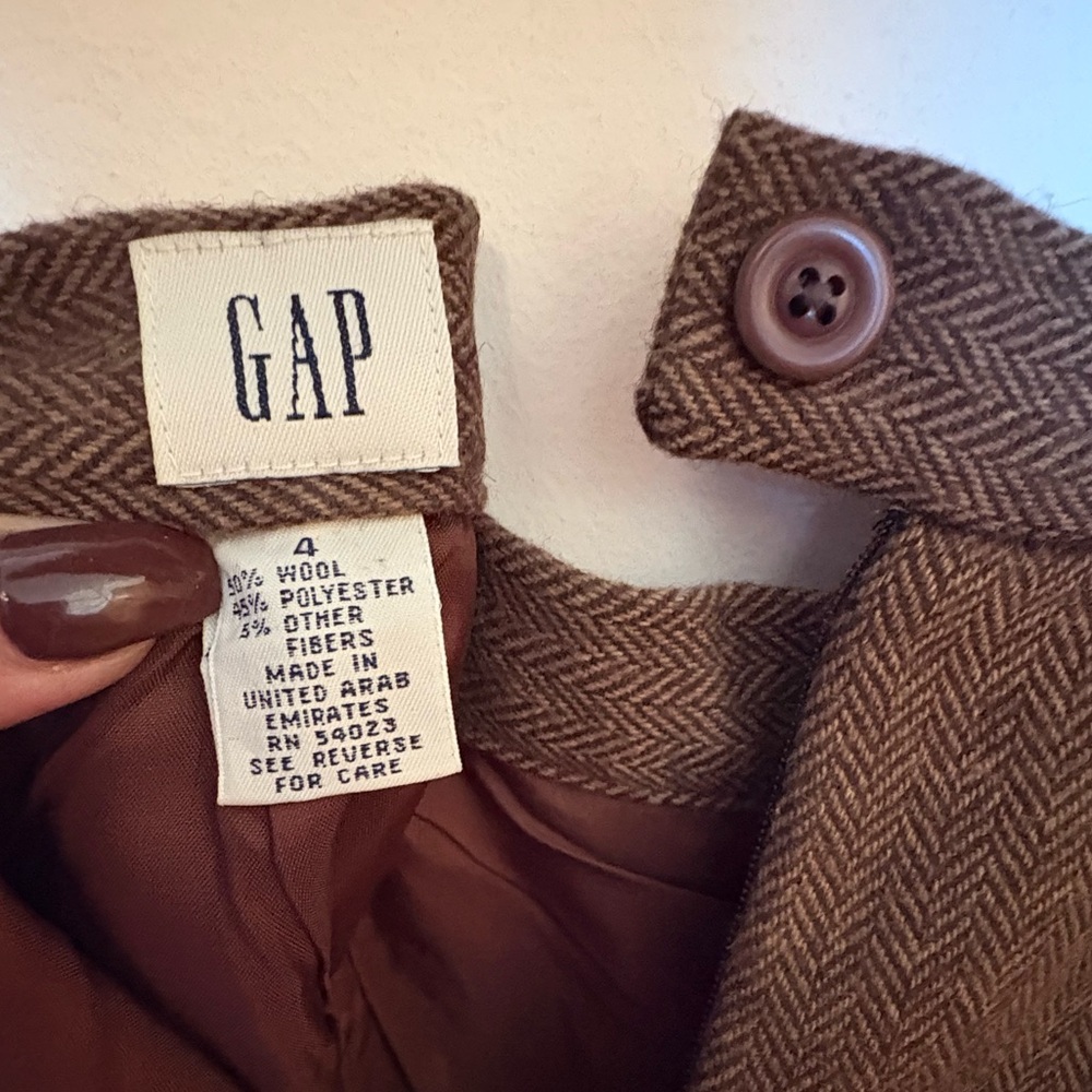 Vintage Gap Brown Tweed Wool Skirt and Vest Set NWT - Picture 9 of 12